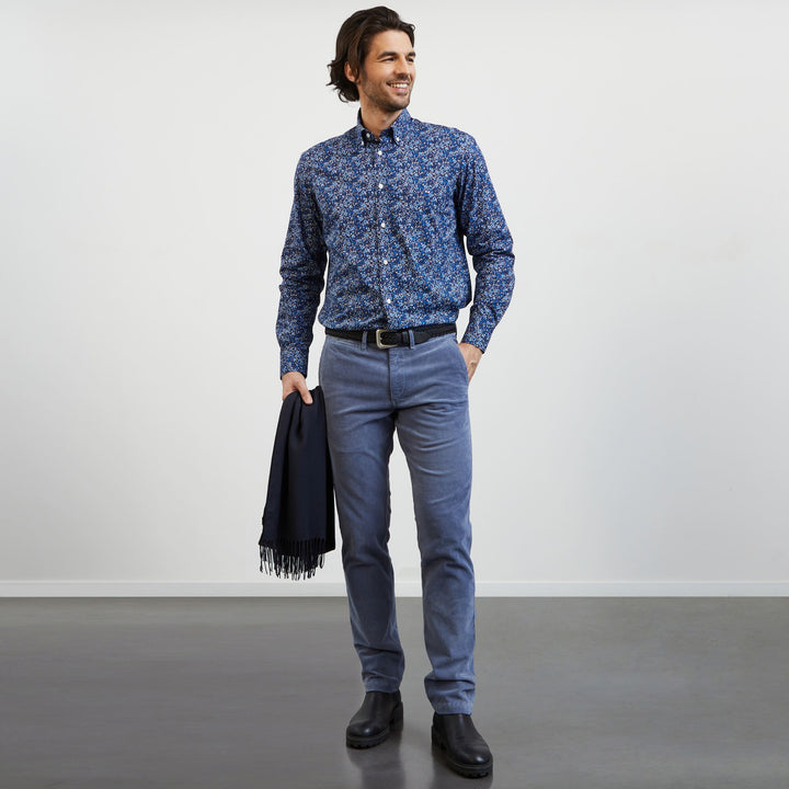 Pantalon gris chino en velours côtelé