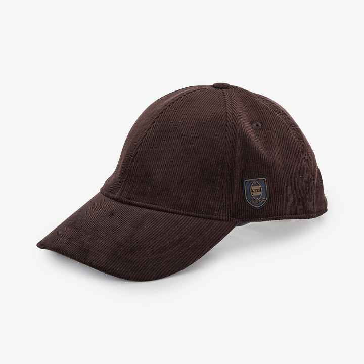 Casquette marron foncé en velours côtelé