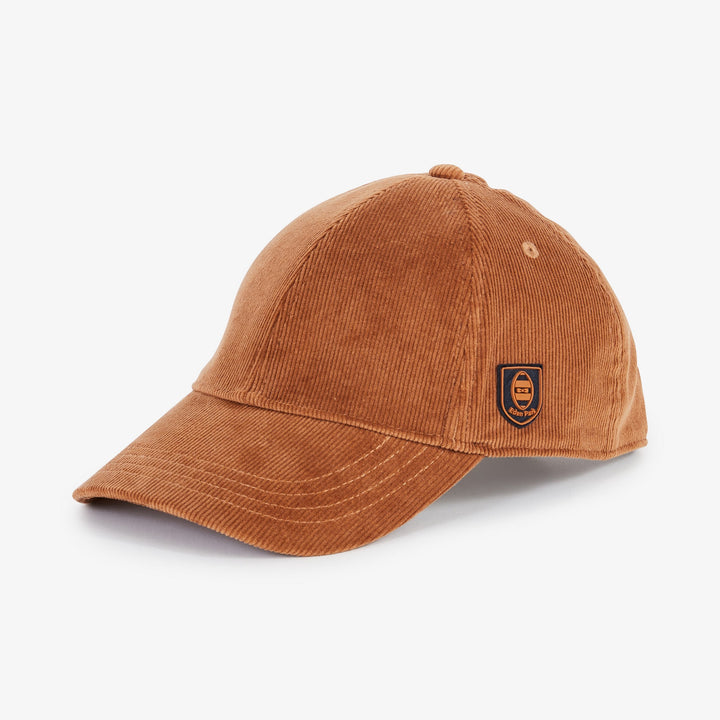 Casquette camel en velours côtelé