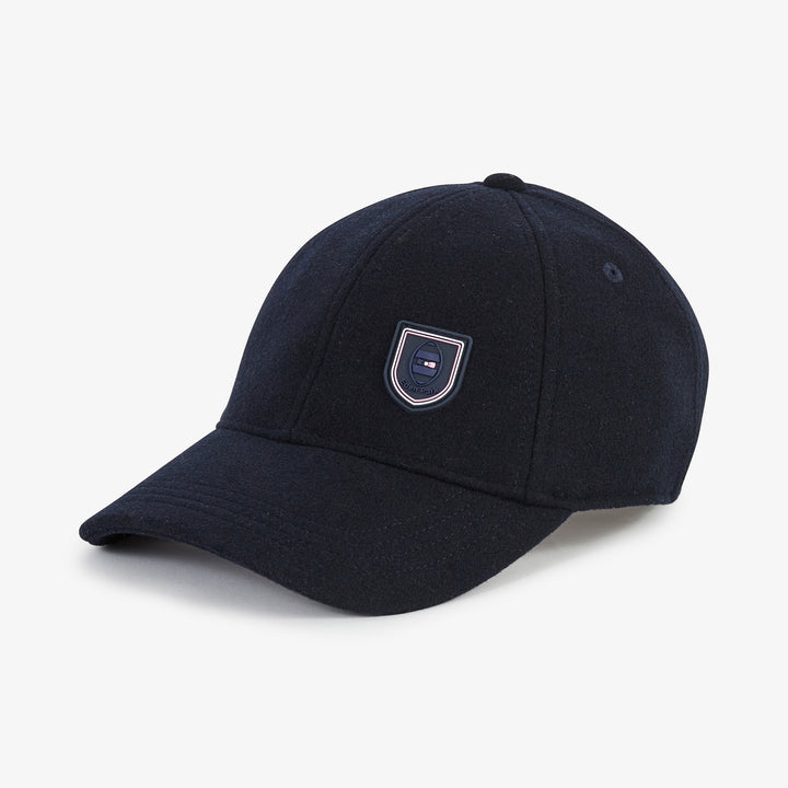 Casquette bleu foncé feutrée à logo écusson