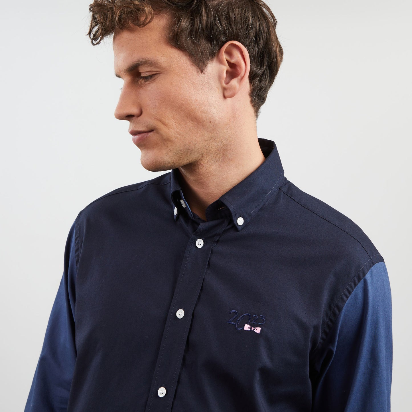 Blue colourblock shirt with World Cup 2023 embroidery