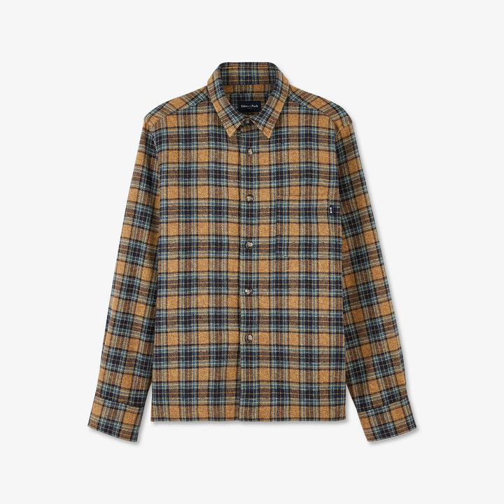 Chemise marron tissée à carreaux