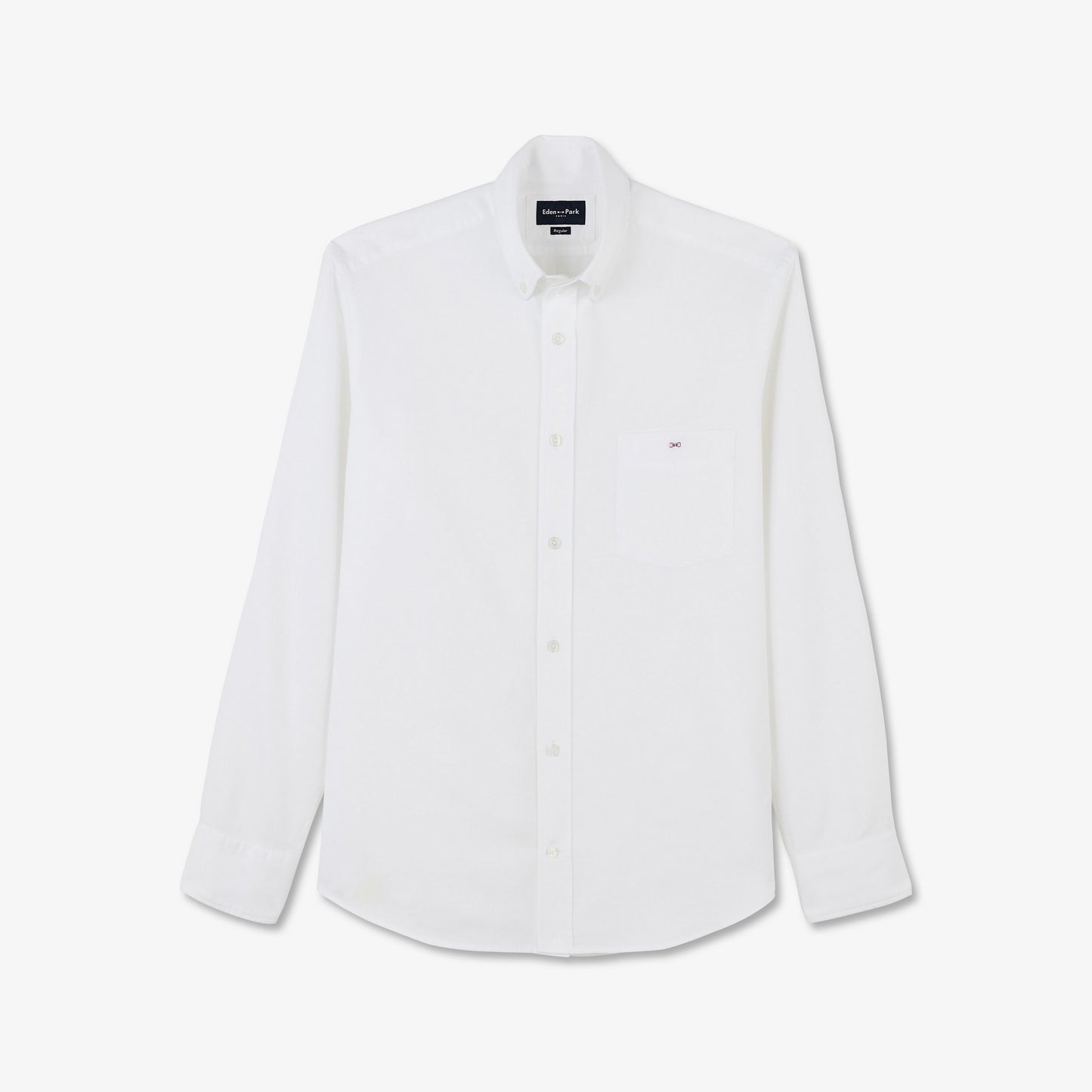 Chemise blanche unie en coton piqué