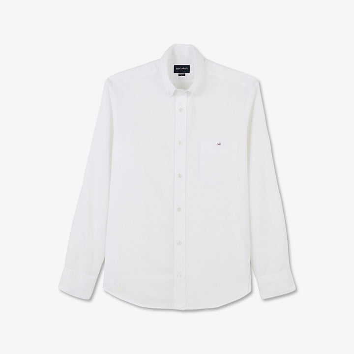 Chemise blanche unie en coton piqué