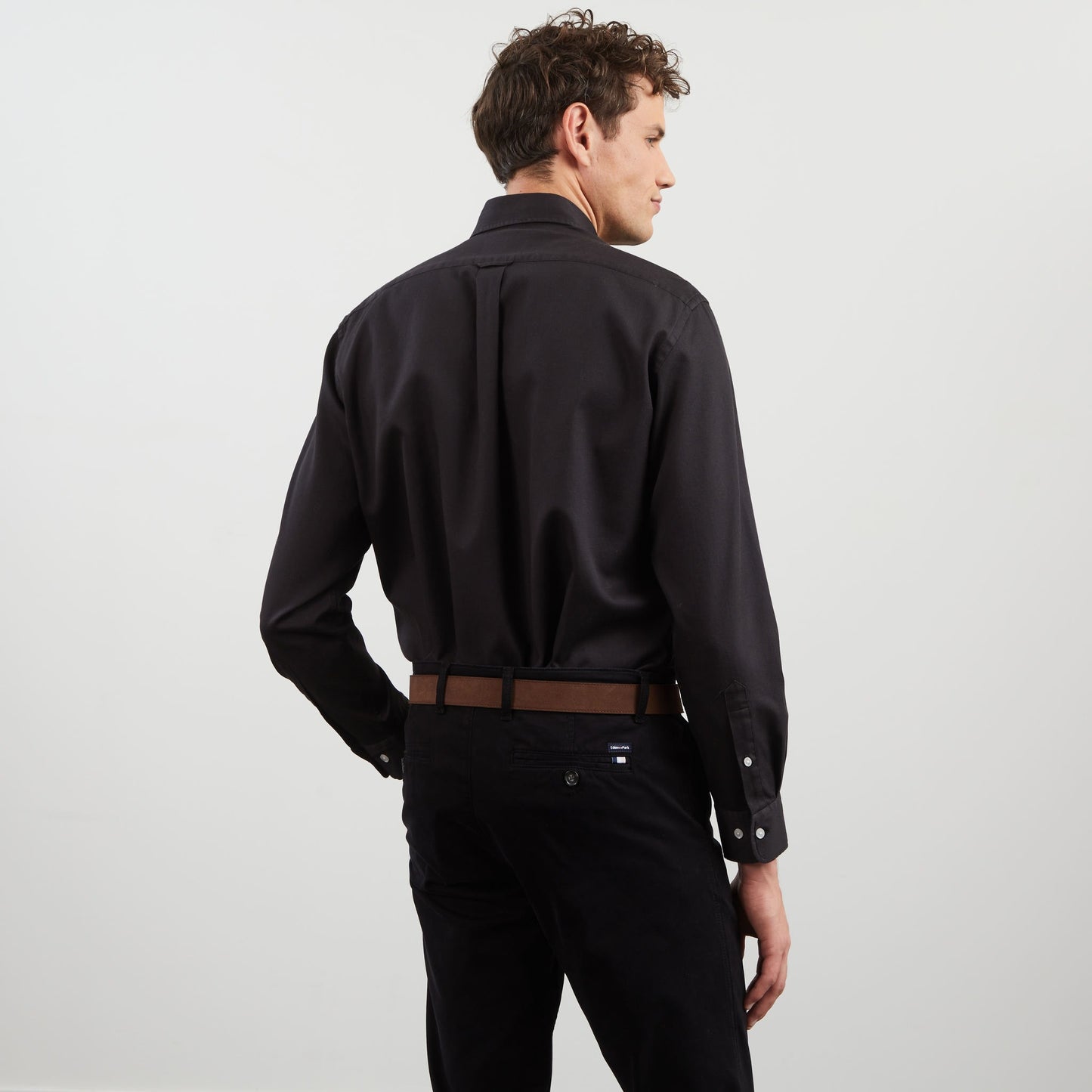 Plain dark grey shirt in cotton pique