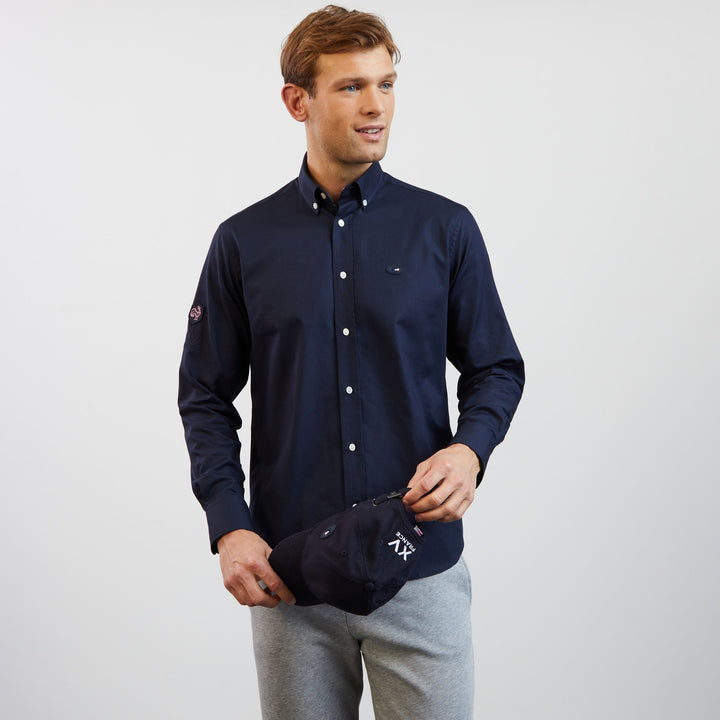 Chemise bleu foncé à broderies XV de France