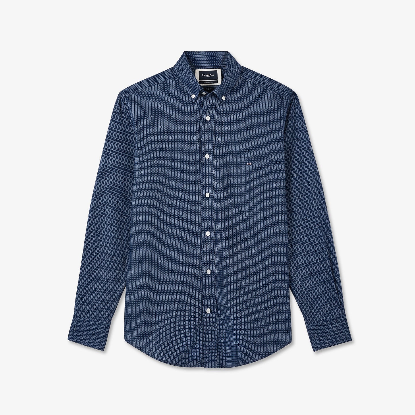 Chemise bleu foncé en popeline imprimé exclusif