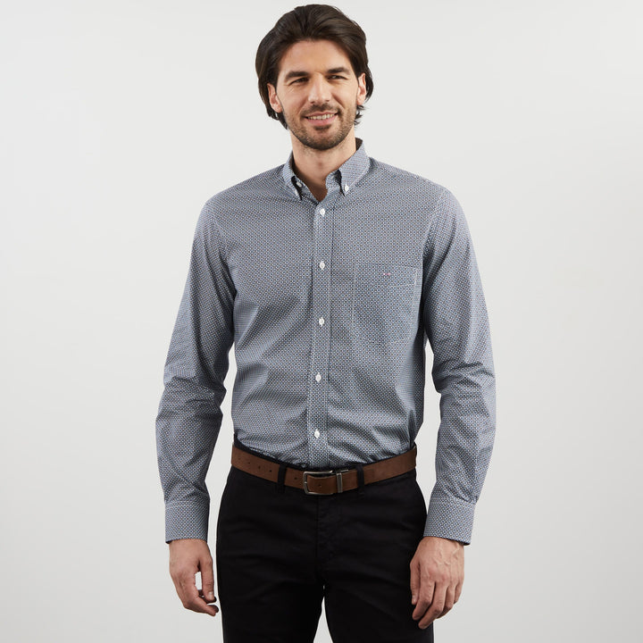 Chemise bleu marine imprimé exclusif