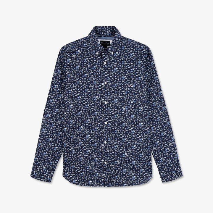Chemise bleu foncé imprimé exclusif fleuri
