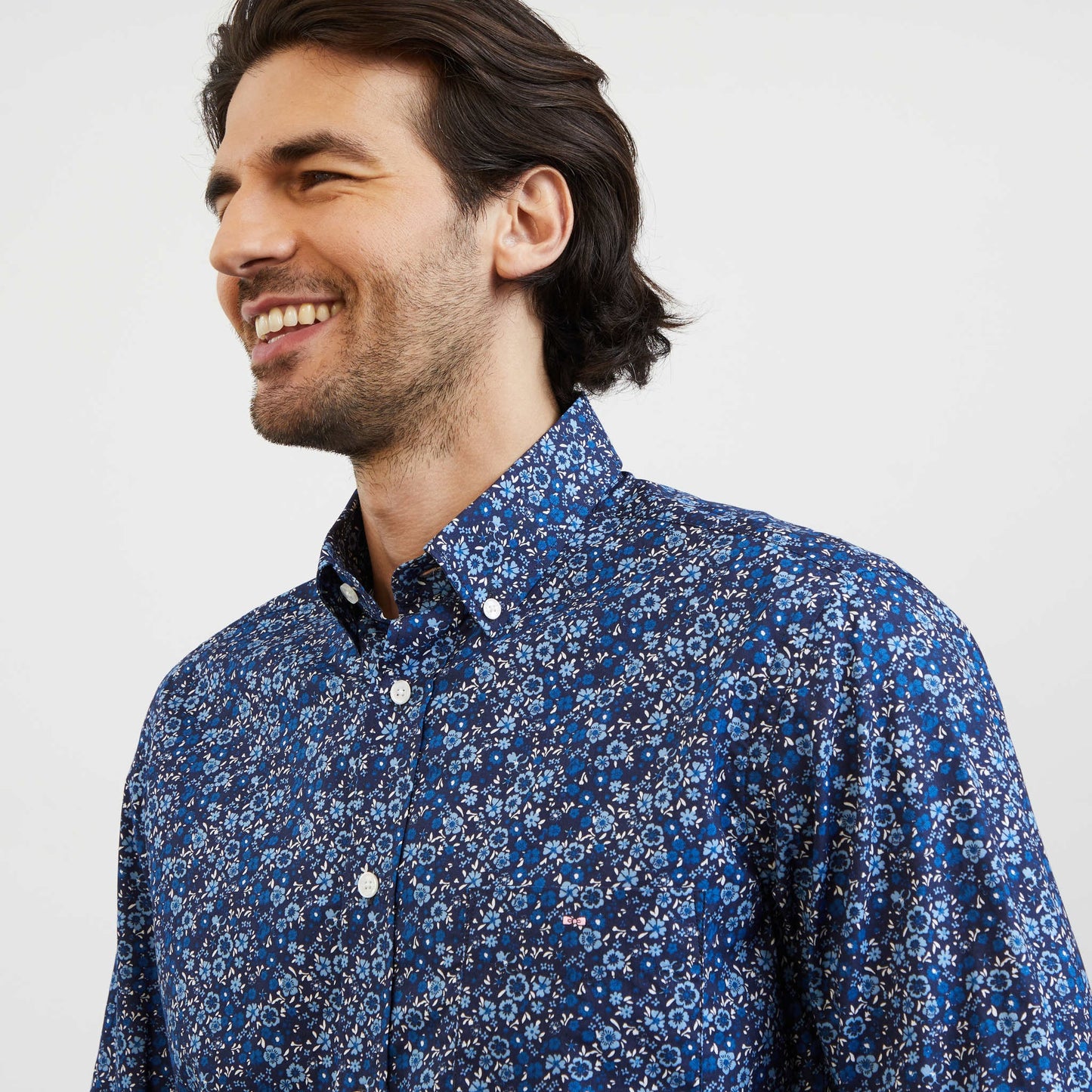 Blue blouse with exclusive floral print