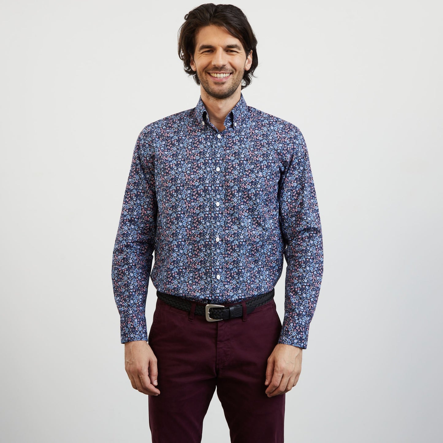 Blue blouse with exclusive floral print