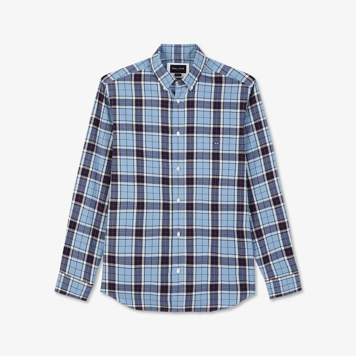 Chemise bleu clair à motif carreaux