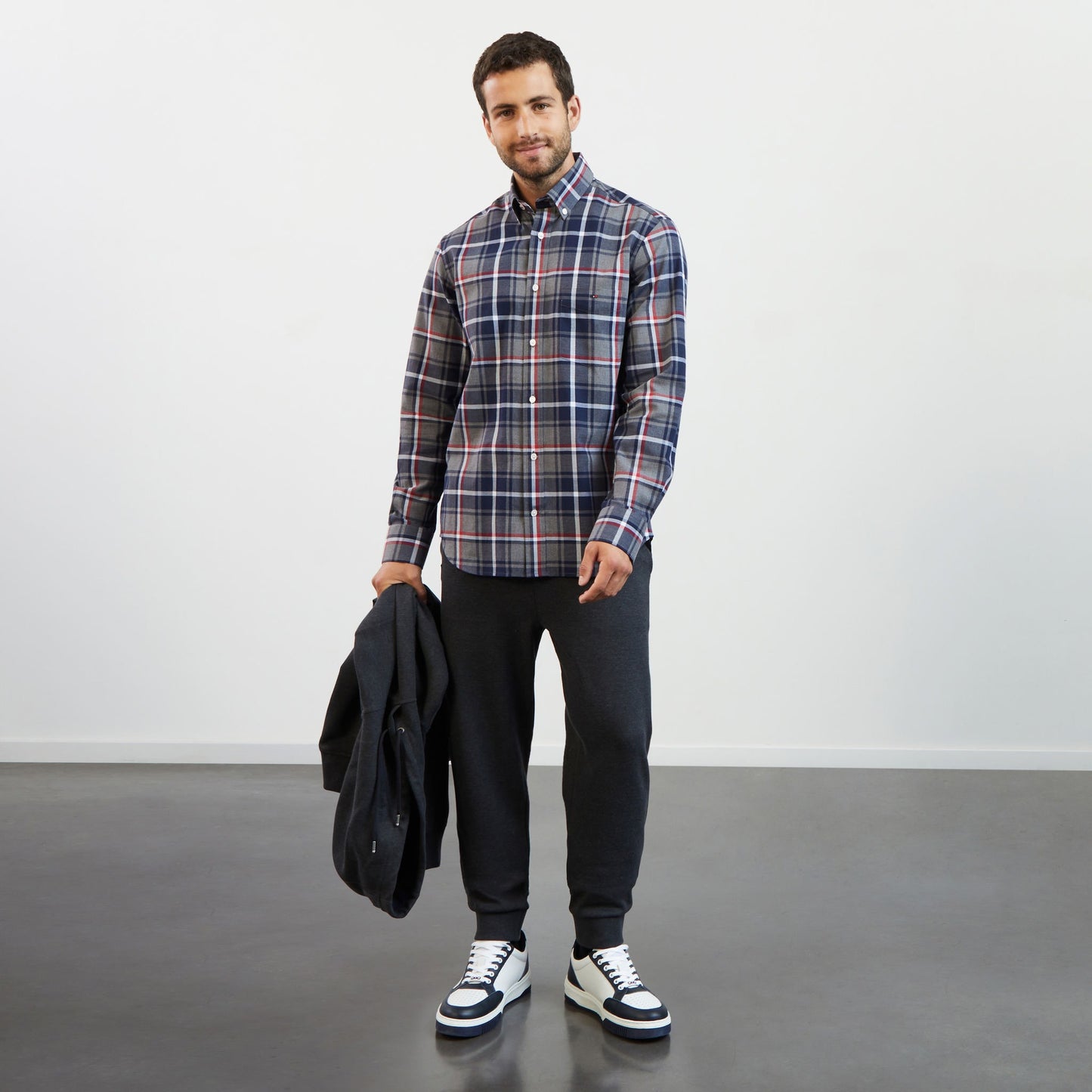 Red shirt with a chequered pattern