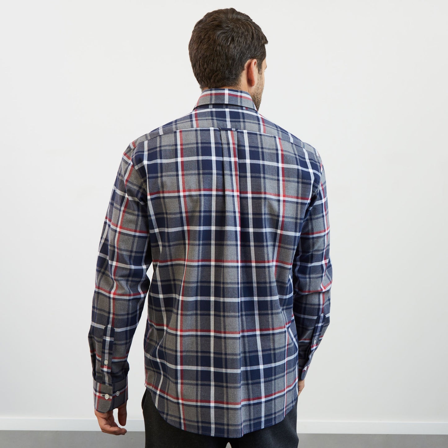 Red shirt with a chequered pattern