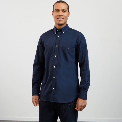 Navy blue shirt with floral detail - Image 3