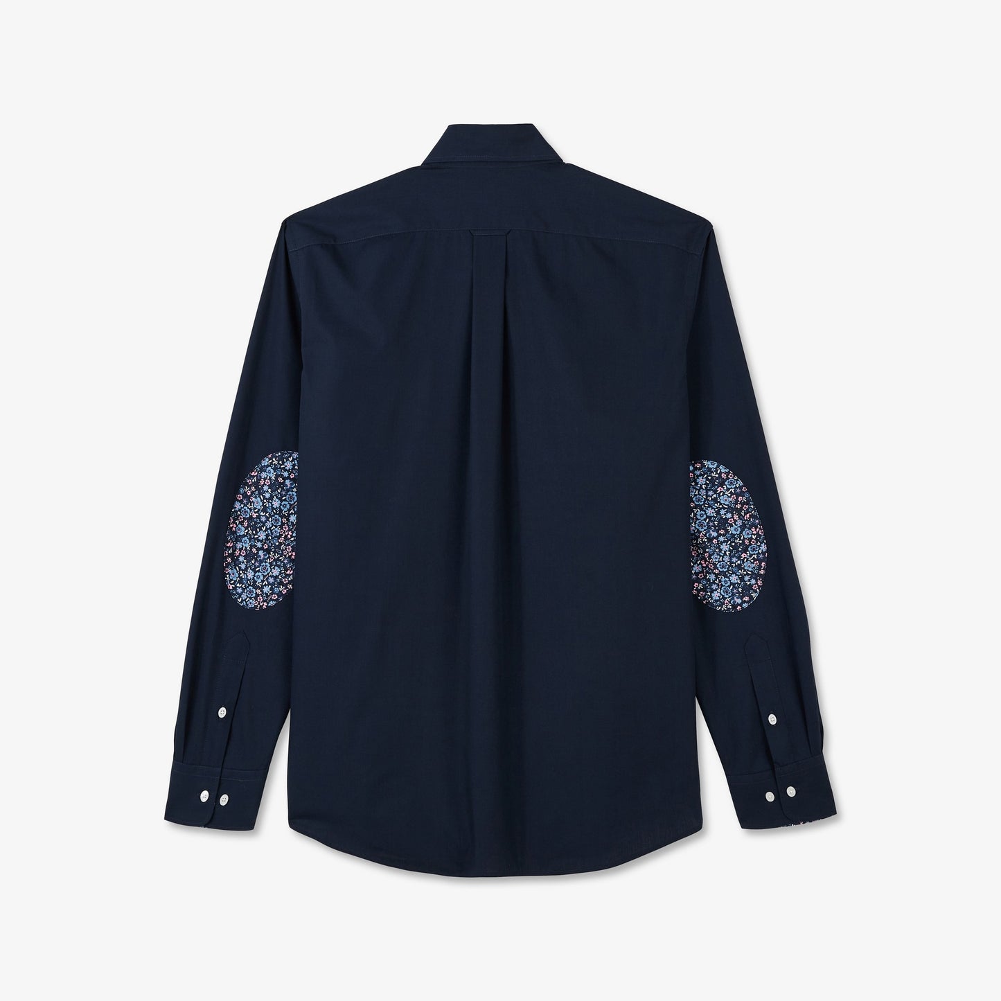 Chemise bleu marine avec détails fleuris