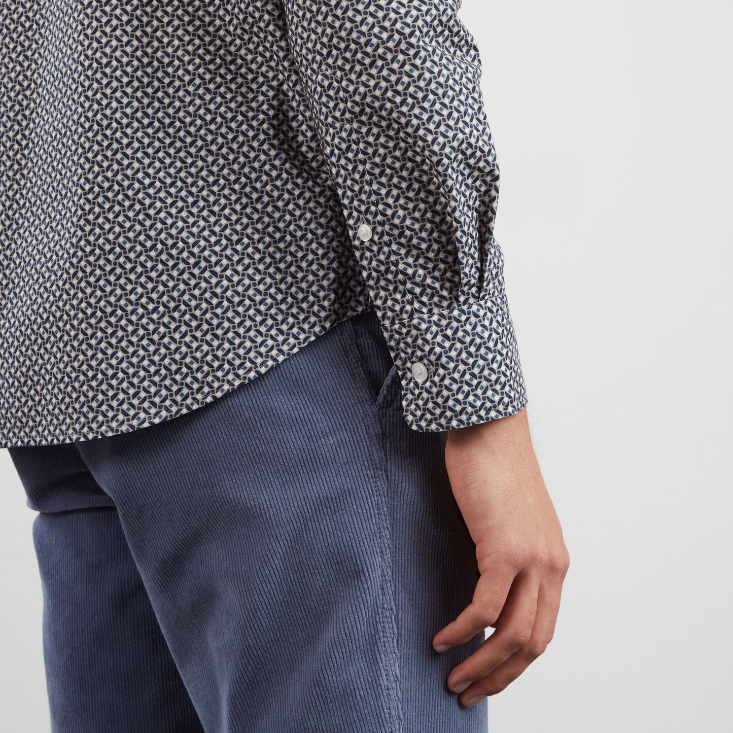 Chemise bleu foncé droite imprimé exclusif