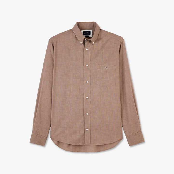 Chemise marron à micro-carreaux