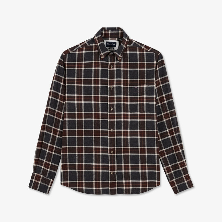 Chemise en flanelle marron à carreaux