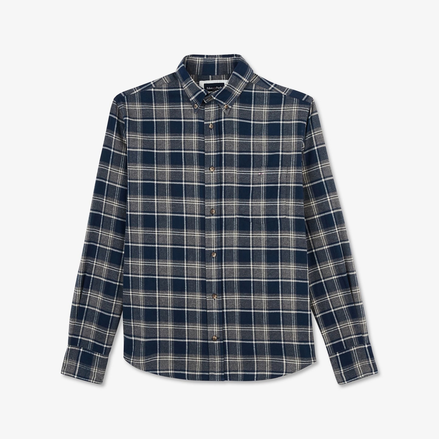 Chemise bleu foncé en flanelle à motif carreaux