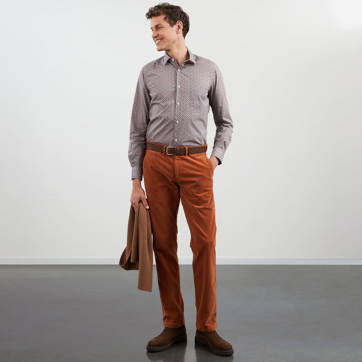 Chemise slim à micro-motif nœud orange