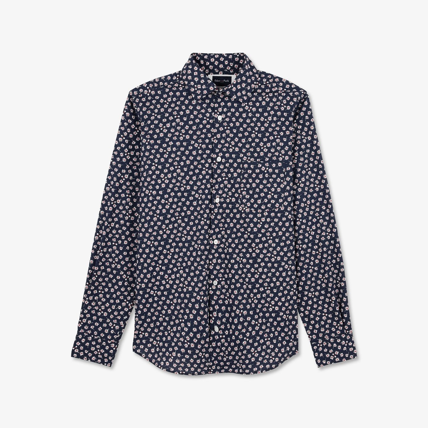 Chemise bleu marine imprimé exclusif fleuri