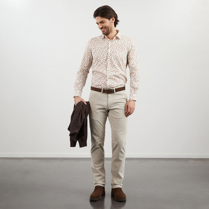 Chemise écrue imprimé exclusif fleuri