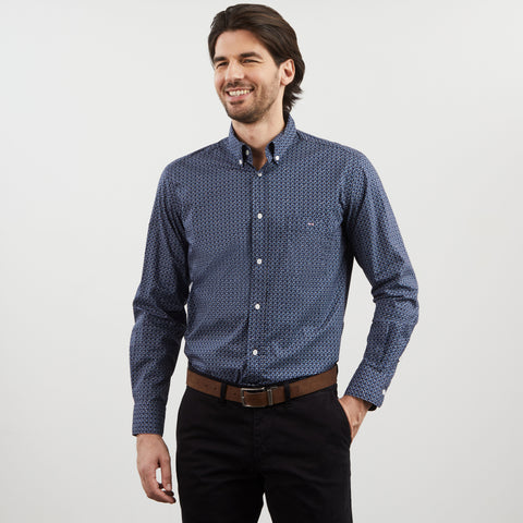 Grey shirt with geometric micro-motif - Image 3