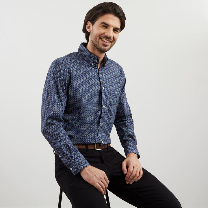 Chemise à micro-motif géométrique gris