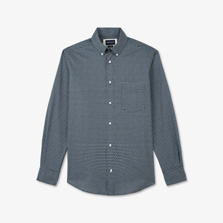 Chemise bleu foncé imprimée motifs exclusifs