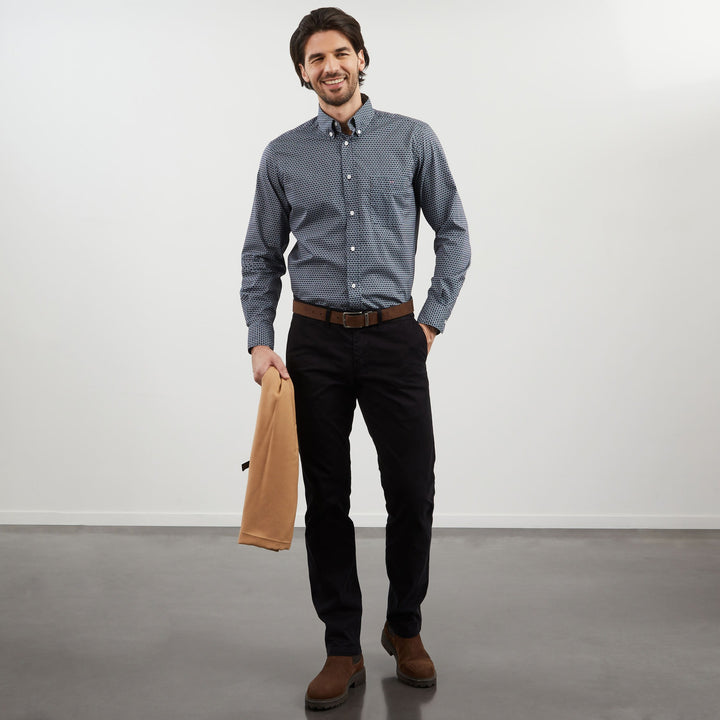 Chemise bleu foncé imprimée motifs exclusifs