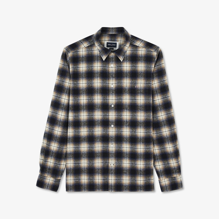 Chemise bleu foncé en flanelle à carreaux