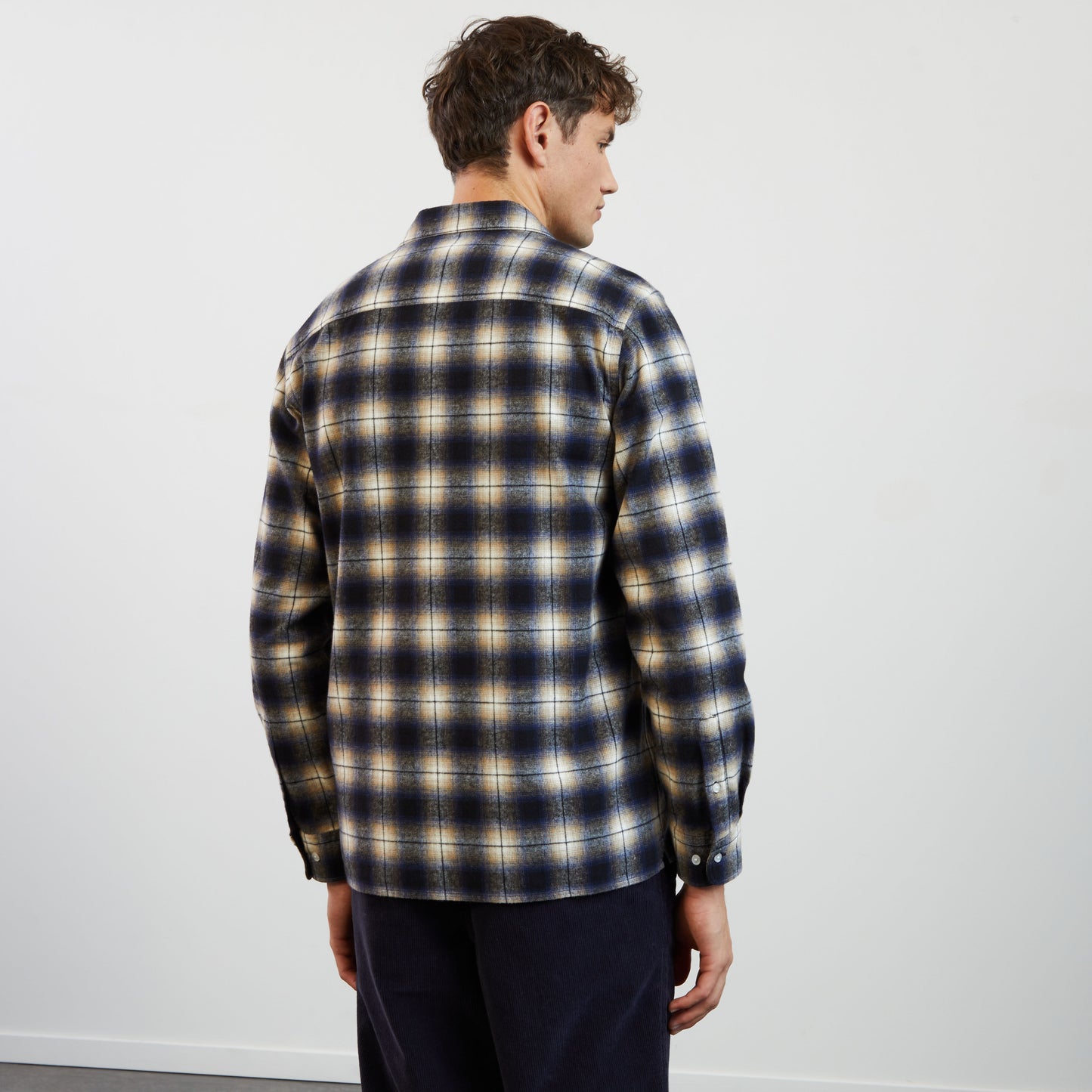Dark blue chequered flannel shirt