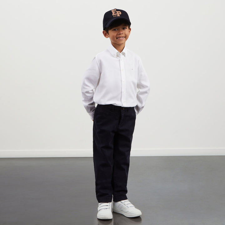 Chemise blanche unie en coton piqué
