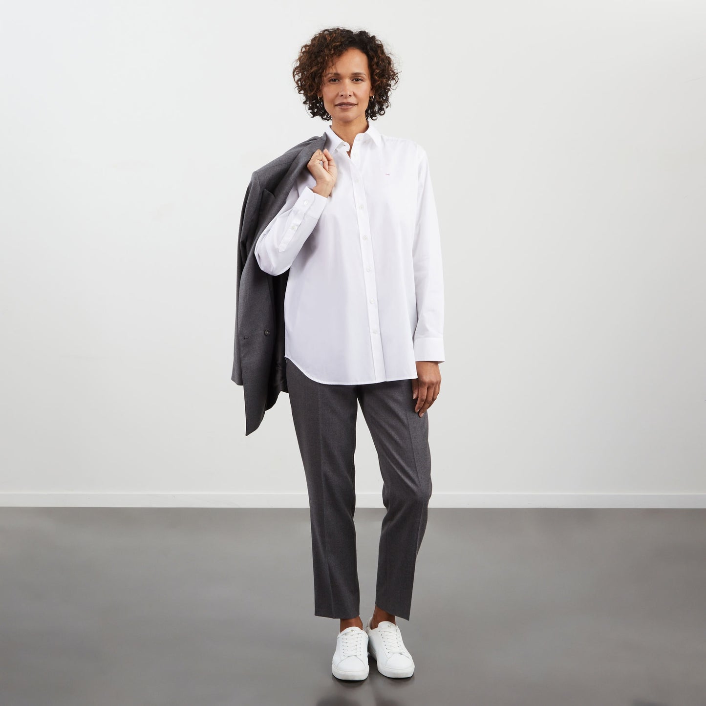 Chemisier blanc uni en popeline