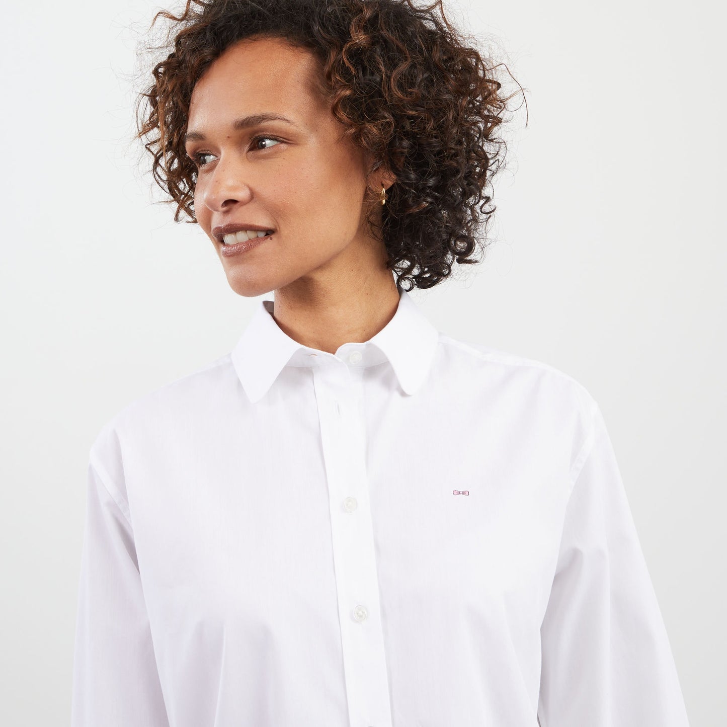 Chemisier blanc uni en popeline