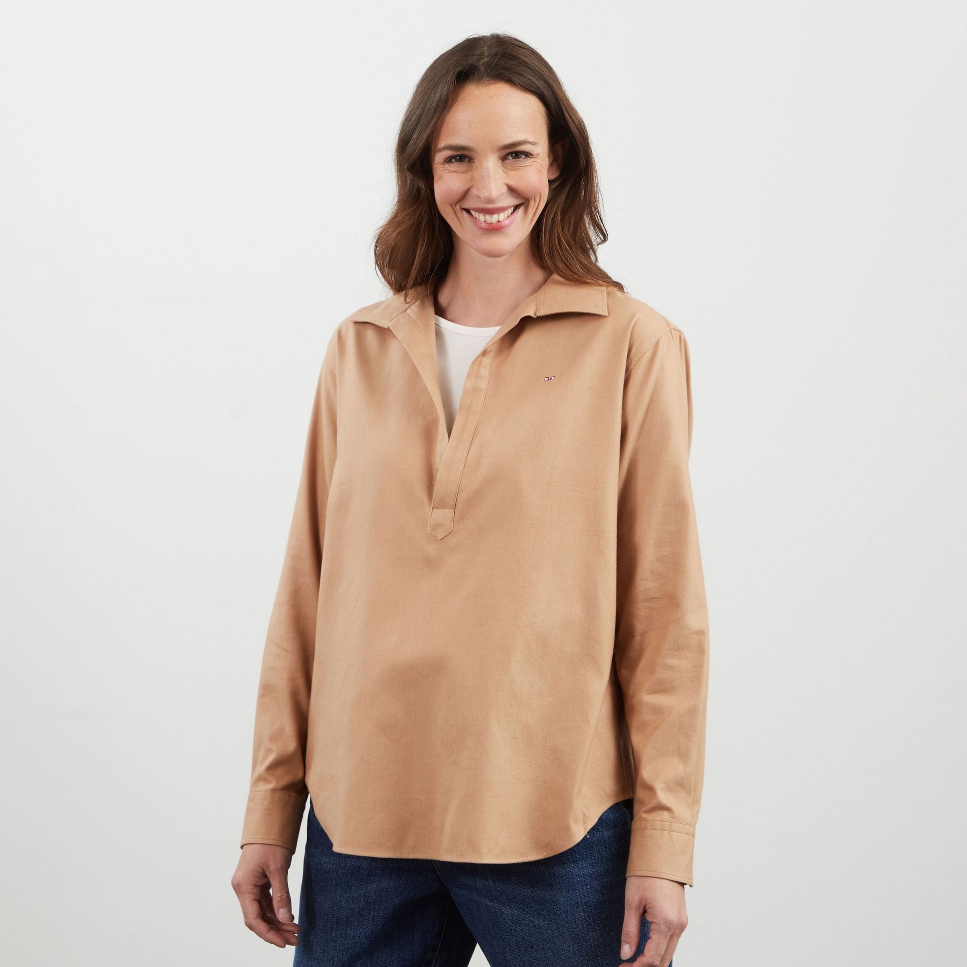 Chemisier beige uni