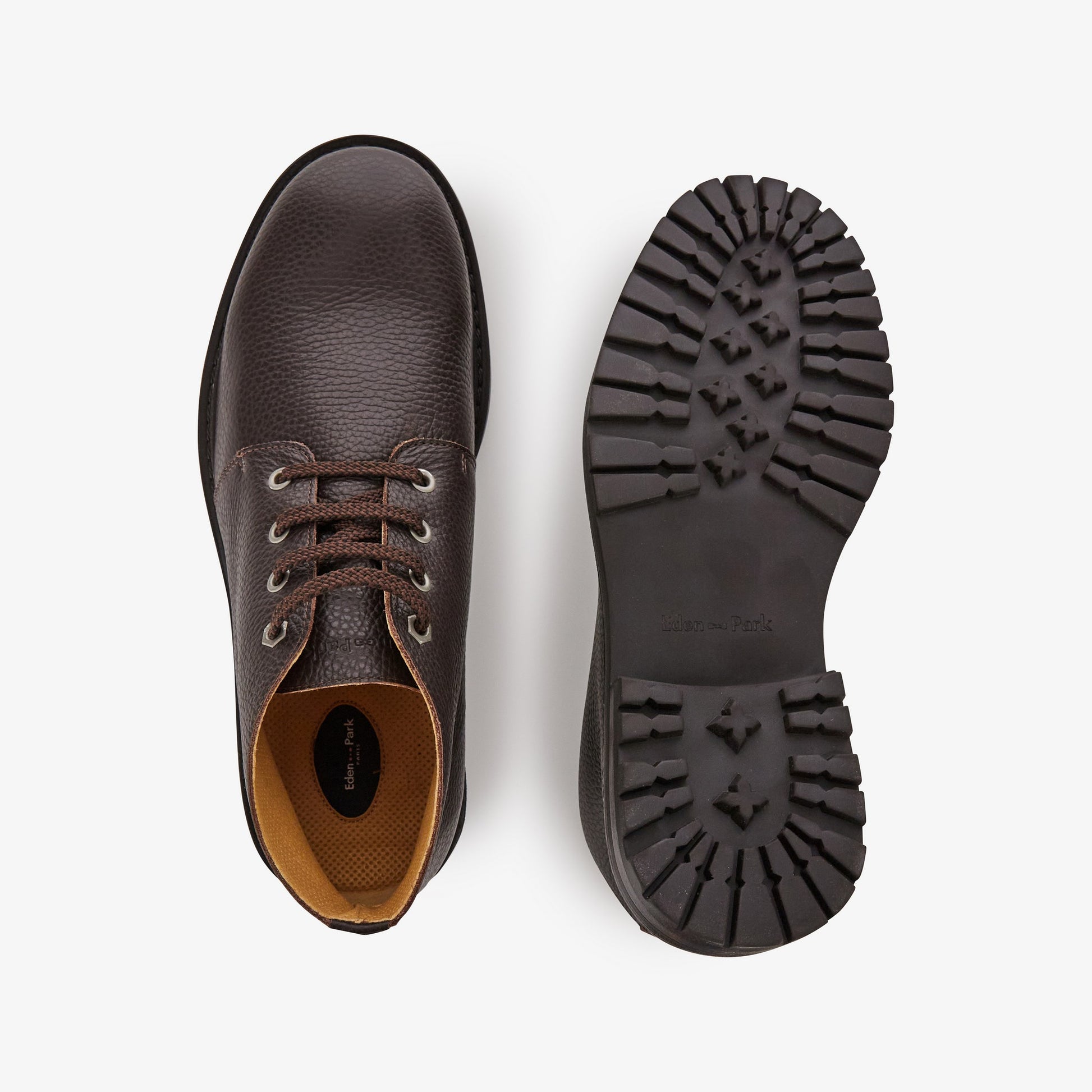 Derbies marrons en cuir grainé