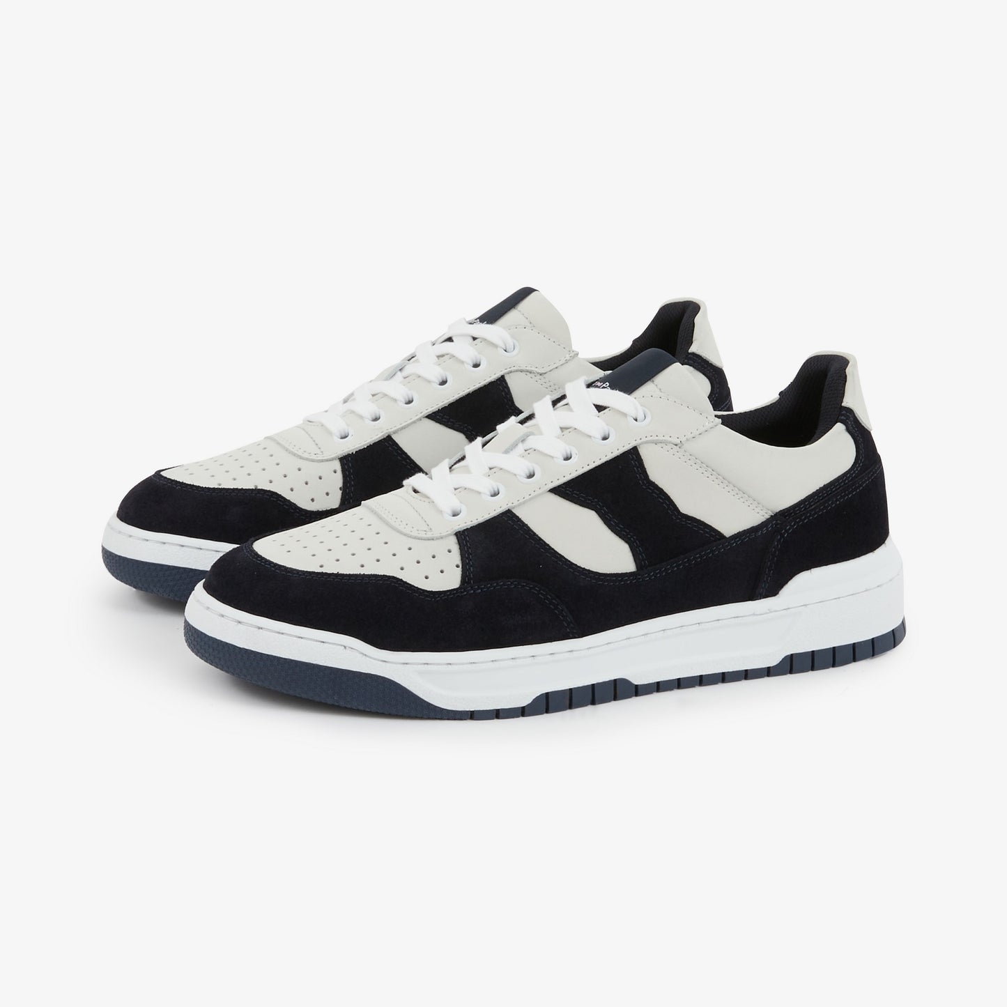 Baskets bleu foncé bicolores en cuir