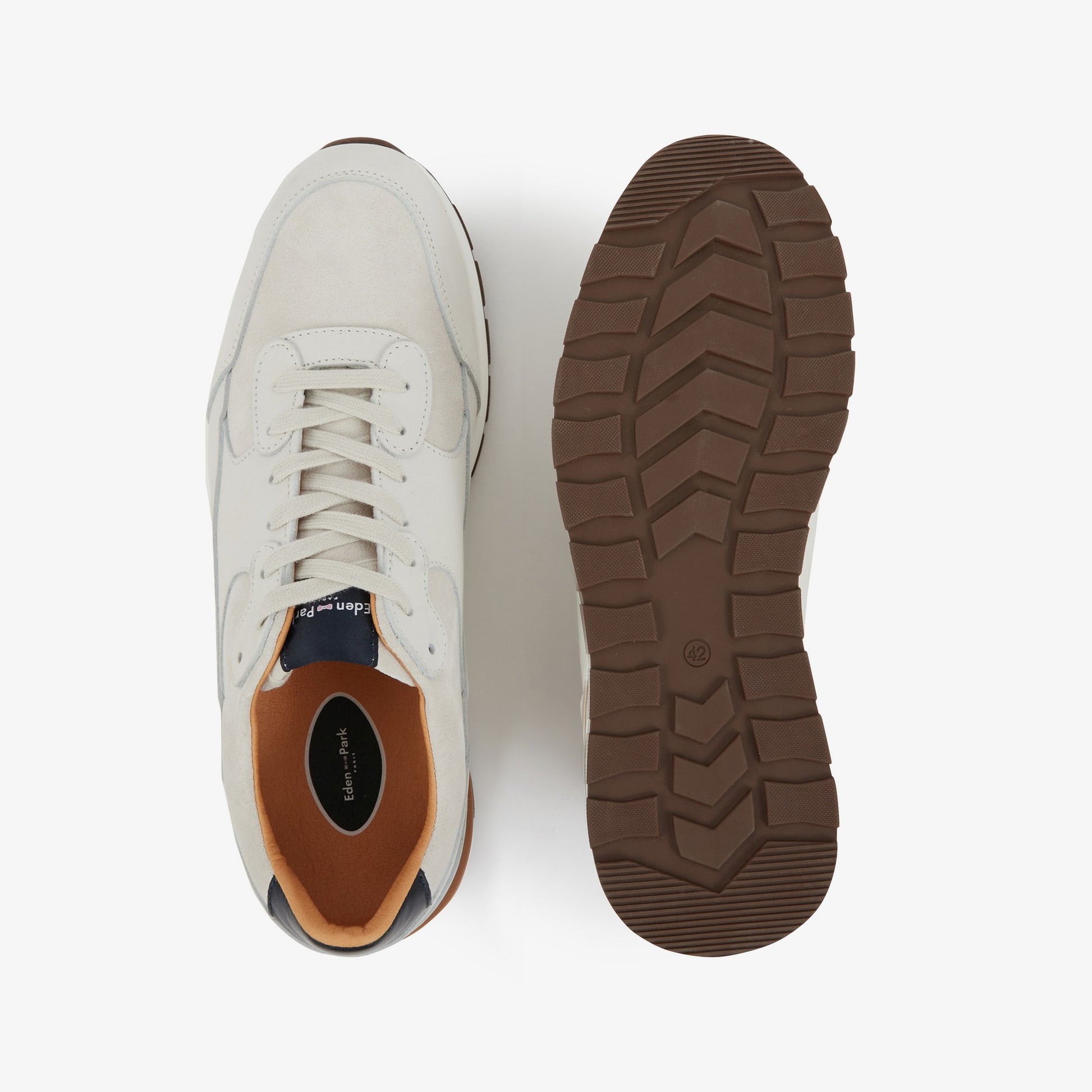 Baskets blanches tricolores en cuir