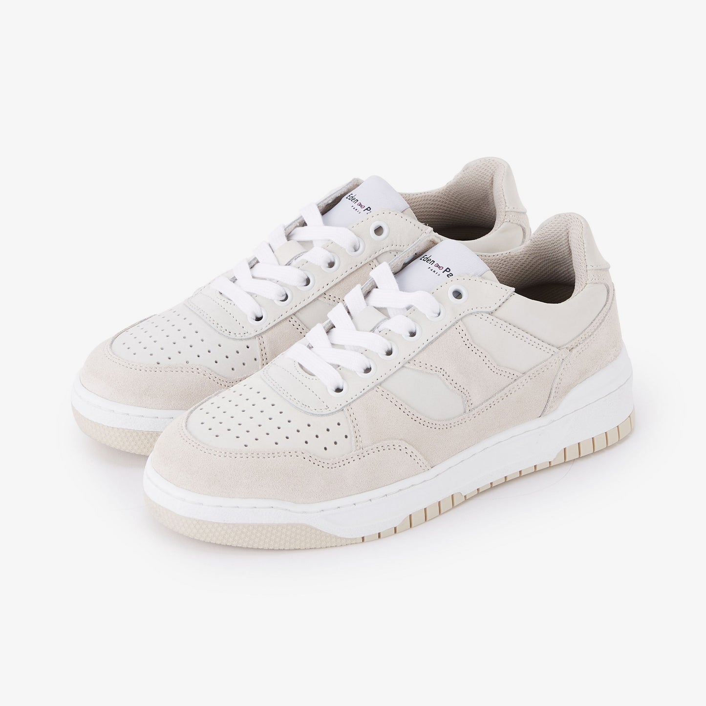 Tennis en cuir suédé écru