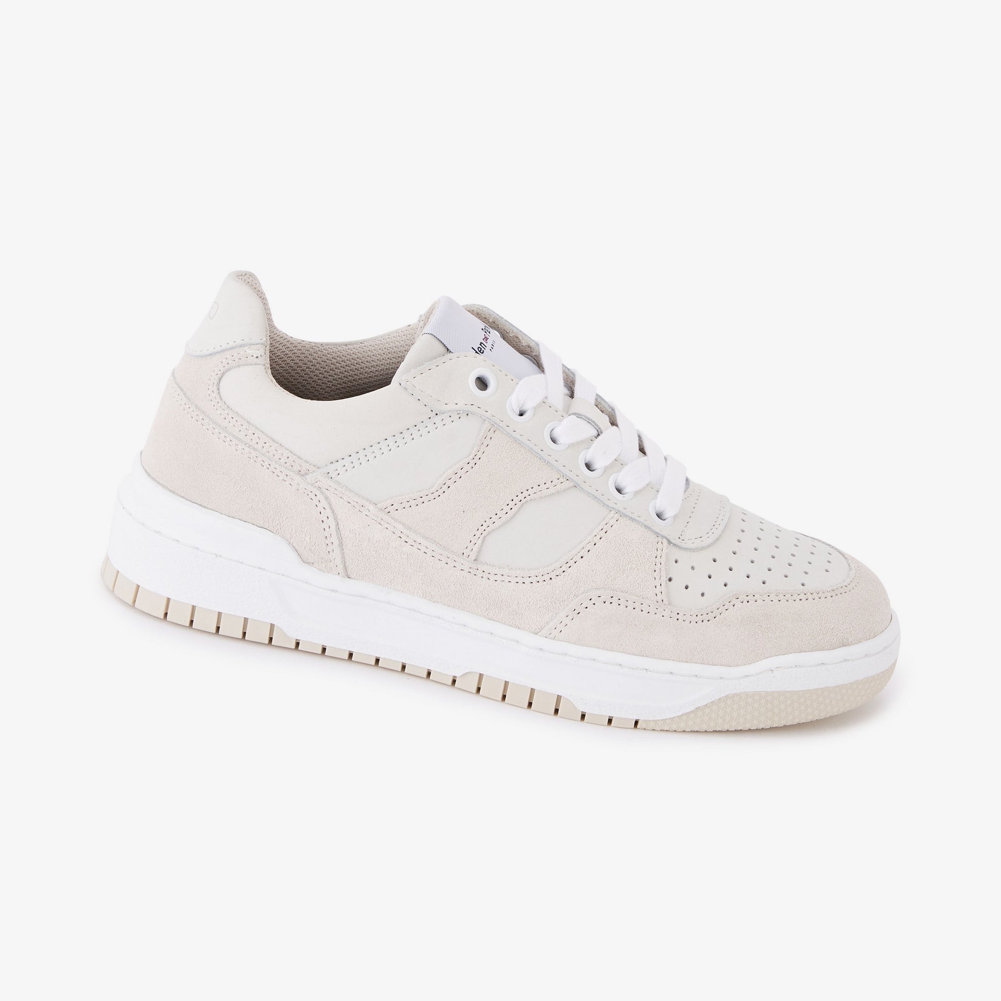 Tennis en cuir suédé écru