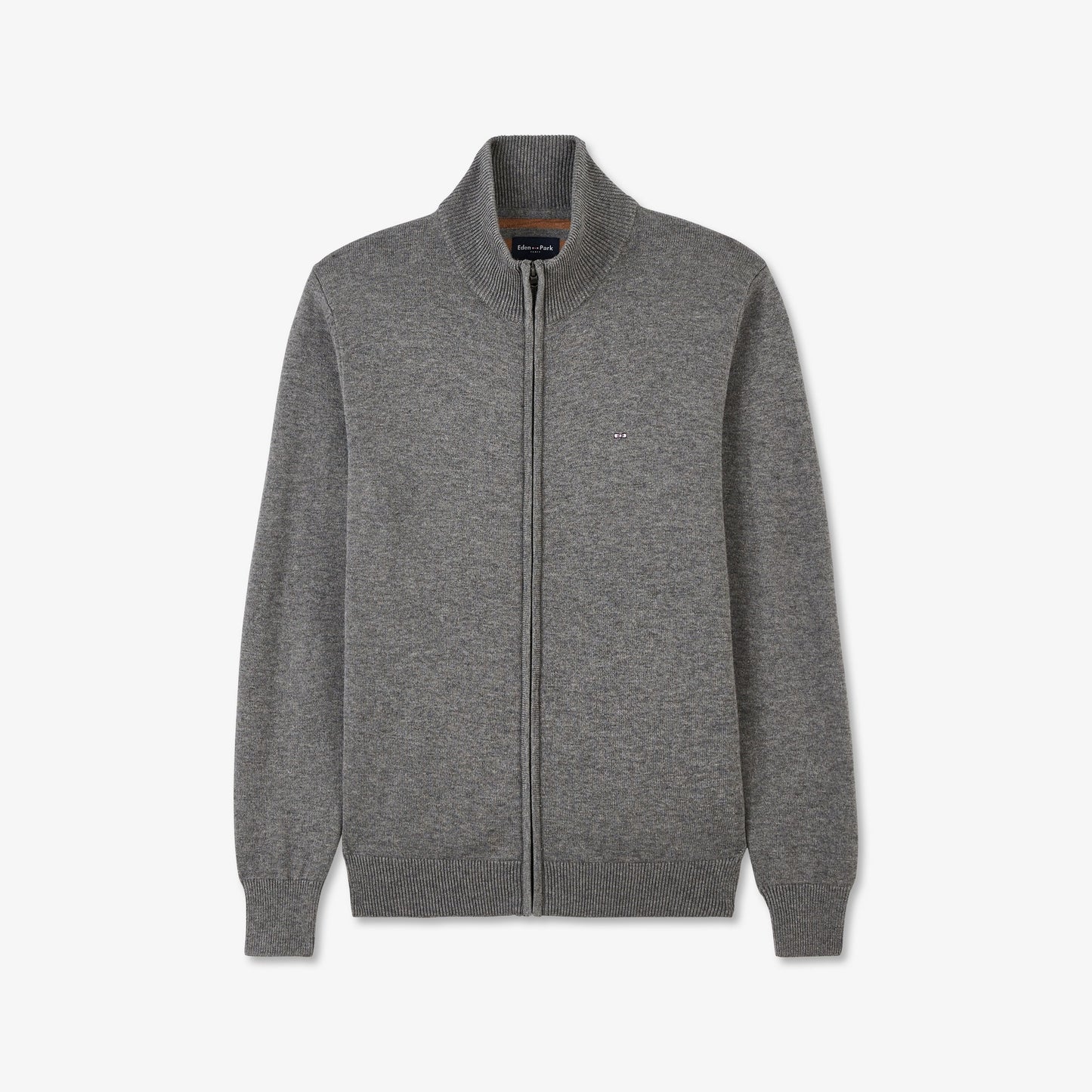 Cardigan gris zippé à col montant
