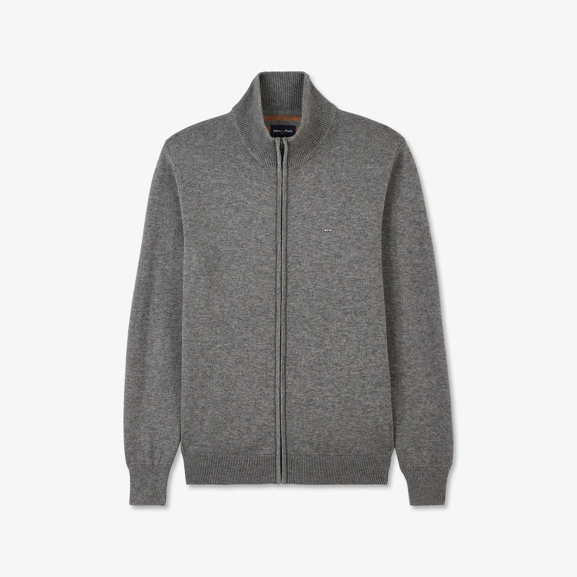 Cardigan gris zippé à col montant