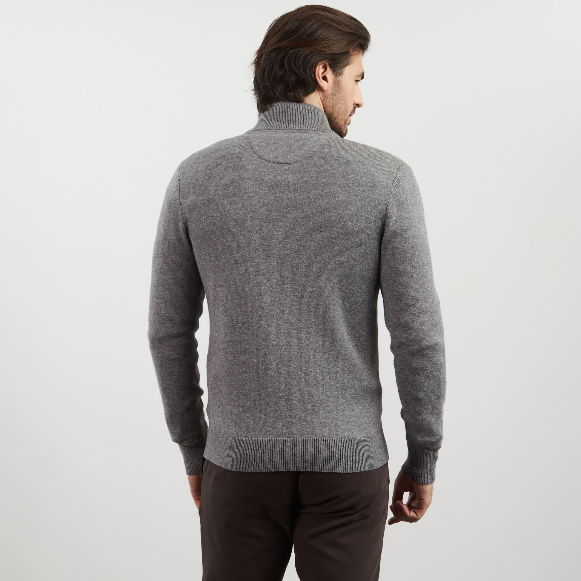 Cardigan gris zippé à col montant