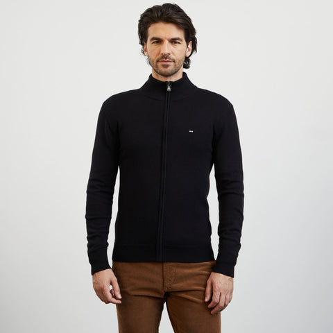Cardigan noir zippé à col montant - Image 3