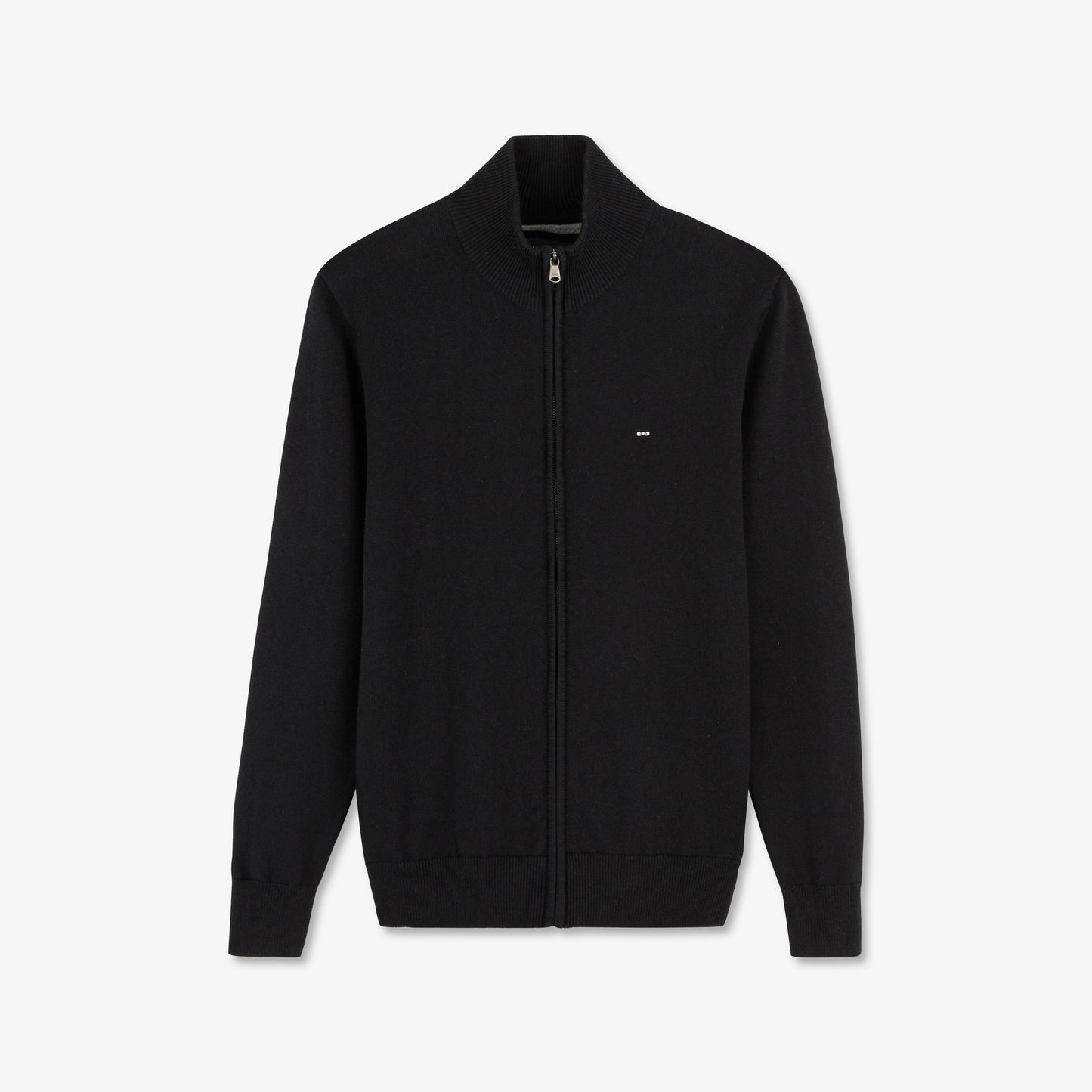 Cardigan noir zippé à col montant