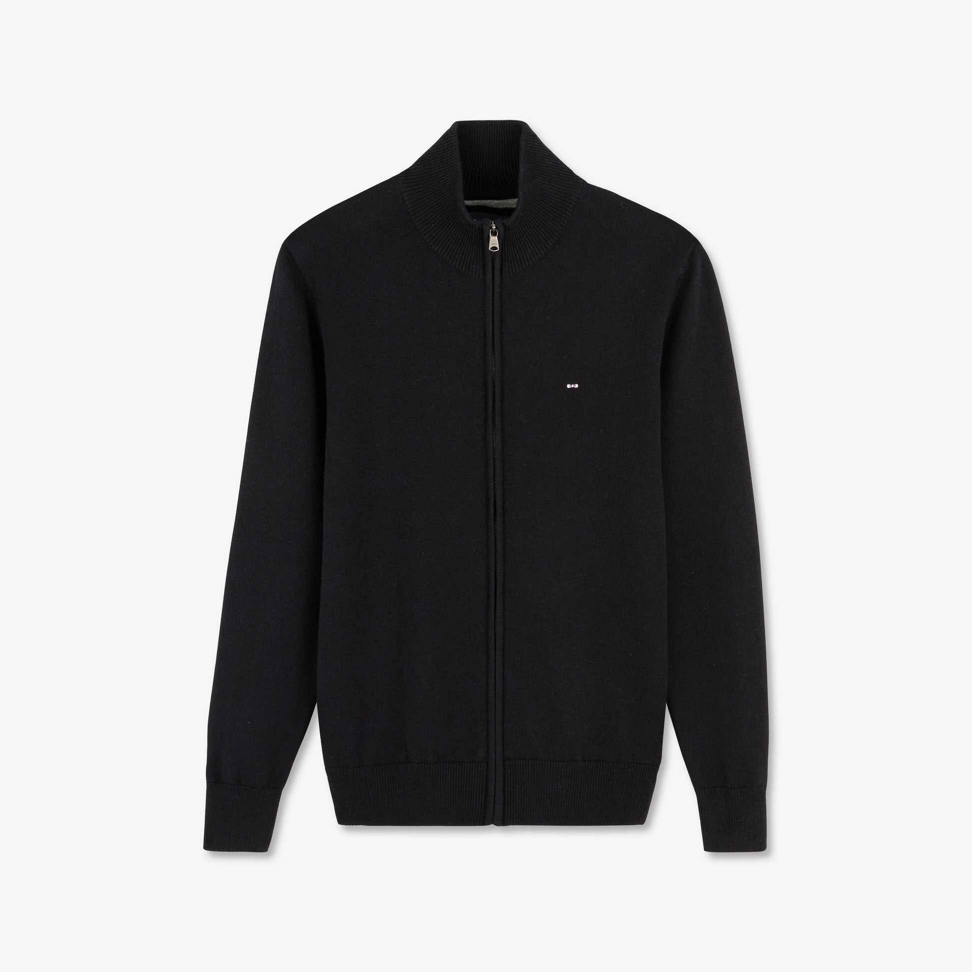 Cardigan noir zippé à col montant