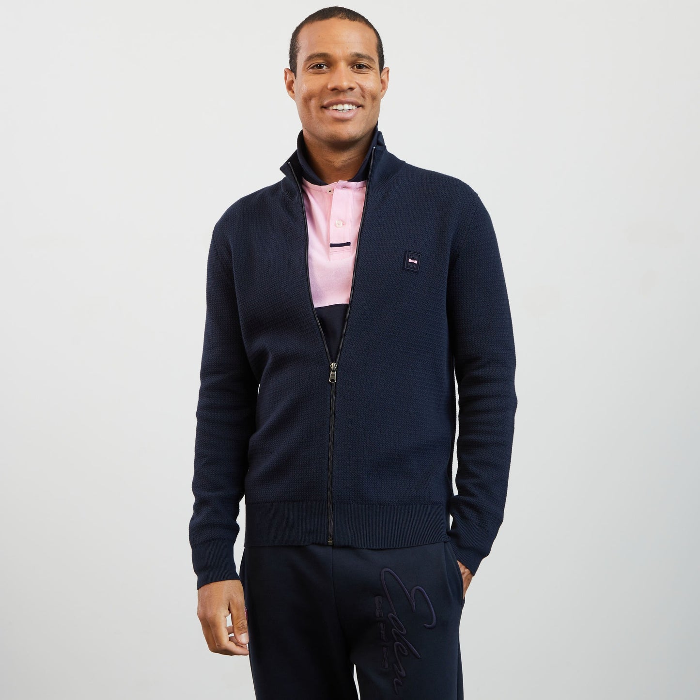 Cardigan bleu marine zippé