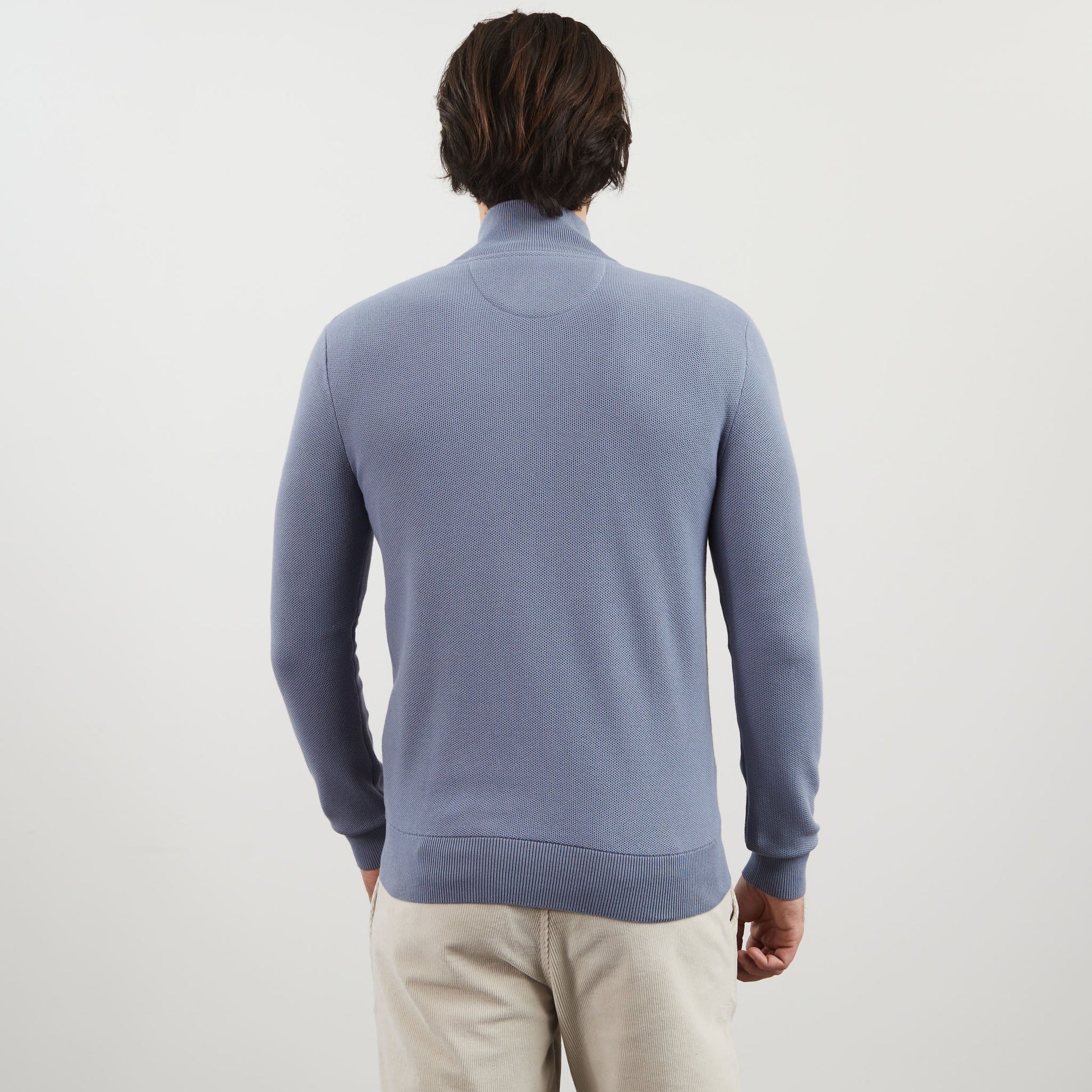 Cardigan gris zippé en maille fantaisie